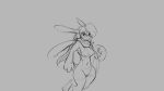  16:9 2018 anthro blush breasts changeling_tale effie_(changeling_tale) eyewear female glasses grey_background hair hi_res lagomorph leporid long_hair mammal monochrome navel nipples nude pussy rabbit scarf simple_background snout solo watsup wide_hips 