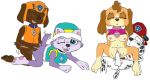  anthro ass_up black_nose blue_eyes breasts butt canid canine canis clothing cub domestic_dog dookstermkii_(artist) everest_(paw_patrol) female fur hat headgear headwear husky mammal marshall_(paw_patrol) nordic_sled_dog paw_patrol sex skye_(paw_patrol) spitz vaginal young zuma_(paw_patrol) 