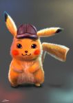  2018 absurd_res black_fur brown_eyes clothing deerstalker_hat detective_pikachu digital_media_(artwork) dipstick_ears fluffy front_view full-length_portrait fur hat hat_only headgear headwear hi_res huge_filesize looking_at_viewer mostly_nude multicolored_ears nintendo pikachu pok&eacute;mon pok&eacute;mon_(species) pok&eacute;mon_detective_pikachu portrait razdan_bogdan red_cheeks red_fur signature simple_background smile solo standing video_games white_fur yellow_fur 