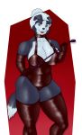  2019 absurd_res anthro bdsm big_breasts bilabee blue_eyes border_collie breasts canid canine canis clothed clothing collie digital_media_(artwork) domestic_dog dominatrix elaine_budderbup eyeshadow female fur hair herding_dog hi_res holding_object holding_whip huge_breasts leather legwear looking_at_viewer makeup mammal mature_female multicolored_fur pastoral_dog riding_crop rubber sheepdog simple_background slightly_chubby smile solo standing stockings thick_thighs thigh_highs two_tone_fur voluptuous whip white_fur wide_hips 