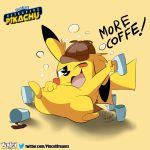  1:1 beverage coffee cup detective_pikachu hi_res male nintendo pikachu pok&eacute;mon pok&eacute;mon_(species) video_games viejillox 
