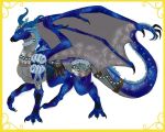  5:4 armor blue_scales dragon female frostedscales nisi_diamondfire scales white_scales wings 