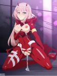  1girl breasts brown_eyes brown_hair cum cum_in_pussy darling_in_the_franxx highres nipples pussy solo tagme uncensored whentai zero_two_(darling_in_the_franxx) 