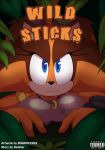  2019 advertisement anthro badger big_breasts bigdon1992 blue_eyes breasts clothed clothing comic cover deleter digital_media_(artwork) female fur hi_res invalid_tag mammal mustelid musteline nyuroraxbigdon patreon smile sonic_(series) sonic_boom sticks_the_jungle_badger text video_games wild_sticks 