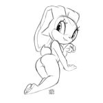  1:1 2019 anthro butt cream_the_rabbit female lagomorph leporid looking_back mammal monochrome nude presenting presenting_hindquarters pussy rabbit signature simple_background solo sonic_(series) white_background xylas 