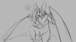  &lt;3 16:9 2018 anthro breasts chiropteran collar female food fruit grey_background hair happy hi_res horn kullax long_hair mammal monochrome navel nipples nude open_mouth plant pussy simple_background smile snout solo strawberry watsup wide_hips wings 