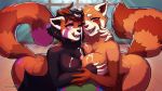  16:9 2019 aggressive_retsuko ailaanne ailurid anthro breasts brown_eyes brown_fur cum cum_on_breasts detailed_background digital_media_(artwork) double_titfuck female fur group licking licking_lips male male/female mammal nude open_mouth penis red_panda retsuko sanrio self_lick sex smile teeth titfuck tongue tongue_out 