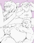  2019 anthro balls belly blush canid canine canis cu_sith_(tas) cum cum_on_face domestic_dog duo erection eyes_closed eyewear glasses humanoid_hands humanoid_penis inabayasuri leib_(tas) male male/male mammal moobs navel nipples oral overweight overweight_male penis polar_bear sex tokyo_afterschool_summoners ursid ursine video_games 