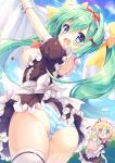  ass breasts maid natsuki_marina nipples no_bra open_shirt pantsu shimapan skirt_lift tagme thighhighs 