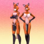  1:1 2019 3d_(artwork) animatronic anthro breasts canid canine crossed_arms crossgender digital_media_(artwork) erection fan_character female five_nights_at_freddy&#039;s fox foxy_(fnaf) fur gold97fox hair hi_res humanoid_penis looking_at_viewer machine male mammal nipples nude penis robot simple_background smile source_filmmaker standing video_games 
