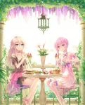  :p bangs bare_shoulders blonde_hair blue_eyes bow braid chair choker collarbone dress eyebrows_visible_through_hair food glass hair_between_eyes highres ia_(vocaloid) legs_crossed long_hair looking_at_viewer low_twintails pancake pink_bow pink_hair purple_eyes sakakidani sandwich short_hair_with_long_locks sitting smile strapless strapless_dress table thighhighs tongue tongue_out tube_dress twin_braids twintails vocaloid voiceroid yuzuki_yukari 