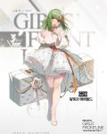  1girl alternate_costume alternate_hair_length alternate_hairstyle blush breasts character_name choker collarbone covered_mouth dress earrings flower full_body g28_(girls_frontline) girls_frontline green_hair hair_ornament head_tilt headdress highres holding holding_case holding_flower jacket jewelry large_breasts layered_dress looking_at_viewer medium_hair mole mole_on_breast necklace official_art one_side_up pumps sash see-through shrug smile solo tearing_up ushi_(newrein) walking weapon_case white_dress white_footwear white_jacket wide_sleeves 