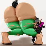  1:1 anthro anus big_butt bovid bow butt caprine clothing coffeewithdicks crouching digital_media_(artwork) female fur goat hair hi_res looking_at_viewer looking_back mammal miss_zizi presenting pussy solo thick_thighs torn_clothing youtuber 