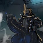  &lt;3 1:1 alien balls big_balls cock_vore cum ejaculation hand_on_penis hi_res huge_balls humanoid_penis hyper hyper_penis male male_pred penile penis vauban_(warframe) veemecelli video_games vore warframe 