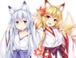  akizora_momiji animal_ears japanese_clothes kitsune tail 