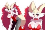  2019 absurd_res anthro braixen breasts bunny_costume canid canine cleavage clothed clothing costume female fur hi_res inner_ear_fluff legwear lucyfercomic mammal multicolored_tail nintendo pok&eacute;mon pok&eacute;mon_(species) smile video_games 