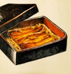  box commentary_request eel food grilled_eel highres juubako marker_(medium) no_humans original rice ten&#039;non traditional_media unajuu_(food) 