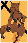  2019 5_fingers anthro avante92 black_nose brown_fur canid canine digital_media_(artwork) female fur hi_res mammal marvel red_eyes solo standing wolfsbane x-men 