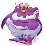  2019 anthro big_breasts breasts clothed clothing digital_media_(artwork) female fuzzywooly hi_res morbidly_obese obese one_eye_closed overweight simple_background smile solo sonic_(series) sonic_riders torn_clothing wave_the_swallow wink 