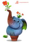  cryptid-creations elephant elephantid flower flower_pot mammal plant proboscidean smile solo 