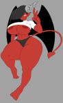  areola big_breasts black_hair breasts demon female hair hi_res horn humanoid membranous_wings nipples not_furry red_skin solo thick_thighs under_boob vammzu wide_hips wings 