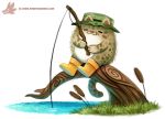  cattail_(plant) cryptid-creations domestic_cat felid feline felis fishing fishing_rod grass mammal solo 