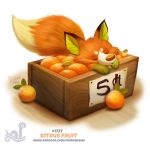  canid canine cryptid-creations food fox fruit mammal orange_(fruit) plant sleeping solo 
