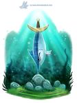  billfish cryptid-creations fish istiophoriform marine rock solo swordfish underwater water 