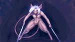  16:9 2018 anthro breasts digitigrade female hair looking_at_viewer mammal mouse murid murine navel nipples nude pussy rodent simple_background solo standing thick_thighs watsup white_hair 