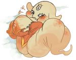  2019 belly big_belly big_breasts blush breasts clothing digital_media_(artwork) espy_(yo-kai_watch) female fuzzywooly huge_breasts looking_at_viewer looking_back morbidly_obese nipples obese open_mouth overweight simple_background solo 