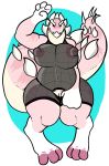  2019 anthro areola belly big_breasts blush breasts clothed clothing crotchless dinosaur female hi_res lingerie lying nipples overweight panties pussy reptile scalie slightly_chubby solo translucent translucent_clothing trout_(artist) underwear wide_hips 