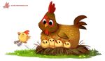  avian bird chick chicken cryptid-creations galliform gallus_(genus) grass group nest phasianid 