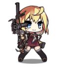  1girl :d ^_^ ahoge animated animated_gif as_val as_val_(girls_frontline) assault_rifle bangs black_legwear blonde_hair blue_eyes blush_stickers boots breasts closed_eyes coat dress eyes_closed girls_frontline gun hair_ornament holding long_hair long_sleeves lowres mod3_(girls_frontline) neckerchief object_hug official_art open_clothes open_coat open_mouth purple_dress rifle saru scarf smile solo stuffed_animal stuffed_toy teddy_bear thighhighs weapon white_neckwear 