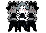  2019 :3 animated anthro blush canid canine clothed clothing dancing felid feline female fur grey_hair group hair looking_at_viewer mammal mangneto multiple_poses pose tem temmie_(undertale) undertale video_games white_fur 