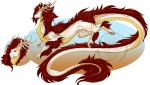  2018 antlers asian_mythology black_chaos666_(artist) claws dragon east_asian_mythology eastern_dragon fangs female feral fur furred_dragon hi_res horn long_tail mythology red_eyes scales solo 