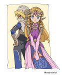  2girls blonde_hair blue_eyes dual_persona highres multiple_girls nintendo nyagiratwist princess_zelda red_eyes sheik the_legend_of_zelda the_legend_of_zelda:_ocarina_of_time 