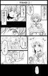  2girls =3 akiyama_yukari bangs blouse bob_(you-u-kai) book building chair chopsticks closed_mouth comic desk english_text eyebrows_visible_through_hair eyes_closed frown girls_und_panzer greyscale holding holding_book holding_chopsticks leaning_forward long_sleeves looking_at_another messy_hair miniskirt monochrome motion_lines multiple_girls neckerchief nishizumi_miho obentou ooarai_school_uniform open_mouth pleated_skirt school_chair school_desk school_uniform serafuku short_hair sitting skirt smile standing sweatdrop tearing_up thermos translation_request trembling 