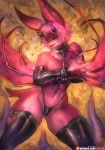  anthro black_clothing black_legwear chiropteran clothed clothing female front_view fur gag girlsay hair hi_res horn kullax leash legwear looking_at_viewer mammal membranous_wings navel pink_eyes pink_fur pink_hair pink_nose saliva skimpy solo thick_thighs tied_hands wide_hips wings 