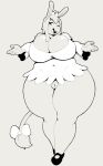  angstrom big_breasts bottomless bovid bovine breasts cattle clothed clothing crown dress female footwear hi_res huge_breasts lagomorph leporid mammal one_eye_closed pussy rabbit shoes solo thick_thighs wide_hips wink 