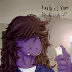  1:1 2019 anthro chalk clothed clothing deltarune dialogue digital_media_(artwork) english_text female hair holding_object homo_the_domo scalie solo susie_(deltarune) teeth text video_games 