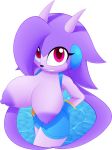  anthro aquatic_dragon areola big_breasts breasts clothed clothing dragon exposed_breasts female freedom_planet fur gloves hair hi_res horn huge_breasts hybrid look_at_viewer marine purple_fur purple_hair sash_lilac slickehedge solo video_games water 