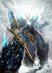  1boy cloud cloudy_sky crown faceless fate/grand_order fate_(series) giant highres ivan_the_terrible_(fate/grand_order) lightning male_focus pelvic_curtain scepter sky snow tusks 