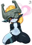  1girl 2019 areolae ass_visible_through_thighs black_skin blonde_hair blue_skin blush breasts changbae dark_nipples fang full_body head_tilt heart heart_background helmet highres imp inverted_nipples kneeling labia large_areolae long_hair looking_at_viewer midna multicolored multicolored_skin navel neon_trim nipples nude one_eye_covered pointy_ears ponytail red_eyes sagging_breasts signature small_breasts solo the_legend_of_zelda the_legend_of_zelda:_twilight_princess thick_thighs thighs two-tone_skin wide_hips yellow_sclera 