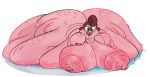  2019 baroness_von_bon_bon big_breasts breasts digital_media_(artwork) female fuzzywooly huge_breasts hyper hyper_breasts immobile looking_at_viewer morbidly_obese nipples nude obese overweight simple_background smile solo 