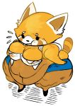 2019 aggressive_retsuko ailurid anthro belly big_belly big_breasts breasts clothed clothing digital_media_(artwork) female fuzzywooly mammal obese overweight overweight_female red_panda retsuko sanrio simple_background solo sweat thick_thighs 