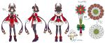  1girl antlers bell black_hair black_legwear character_sheet christmas from_behind full_body fur-trimmed_sleeves fur_trim green_eyes hair_ornament hairclip headgear kohinata_miku looking_at_viewer official_art reindeer_antlers senki_zesshou_symphogear senki_zesshou_symphogear_xd_unlimited short_hair simple_background smile snowman solo tachibana_hibiki_(symphogear) translation_request weapon white_background wide_sleeves 