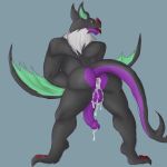  1:1 anthro balls cum cum_in_ass cum_inside cum_leaking cum_on_balls daikuhiroshiama hi_res humanoid_penis looking_at_viewer male nintendo noivern penis pok&eacute;mon pok&eacute;mon_(species) presenting solo standing tongue tongue_out video_games 