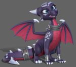  2018 3d_(artwork) armor bracers claws cynder digital_media_(artwork) dragon female feral horn lemurfeature open_mouth scalie simple_background solo spyro_the_dragon teeth video_games western_dragon wings 