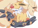  balls bell collar cum cum_in_mouth cum_in_pussy cum_inside eeveelution eyes_closed female feral group group_sex jewelry jolteon male male/female missing_hind_legs necklace ninetales nintendo oral pata pok&eacute;mon pok&eacute;mon_(species) sex spitroast umbreon video_games 
