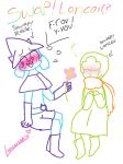  belt blush boots bovid caprine clothing collar cuchufliqwq darkner deltarune deltaswap flower footwear gloves goat hat headgear headwear hood lancer_(deltarune) lancerisks mammal nervous plant poncho ralsei robe scarf ship vehicle video_games 